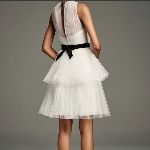 WHITE BY VERA WANG Illusion High-Neck Tiered Tulle Short Dress - Size 10! - Picture 2 of 13